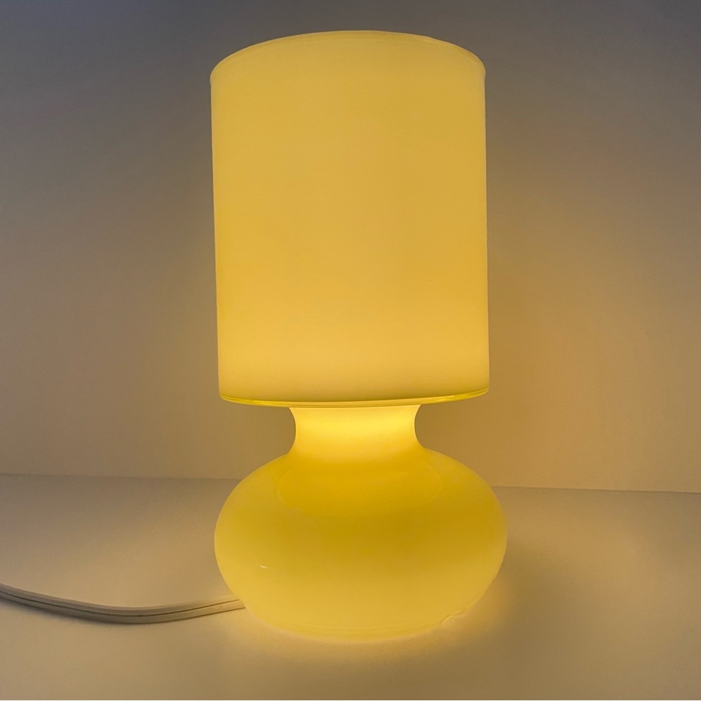 IKEA Lamp Lykta Yellow Vintage Mushroom Lamp Glass Retro Minimal Modern TESTED